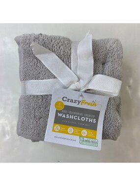 CrazyFresh 6-Pack Anti-Microbial Washcloths 12"x12" 100% Cotton Soft Freshness